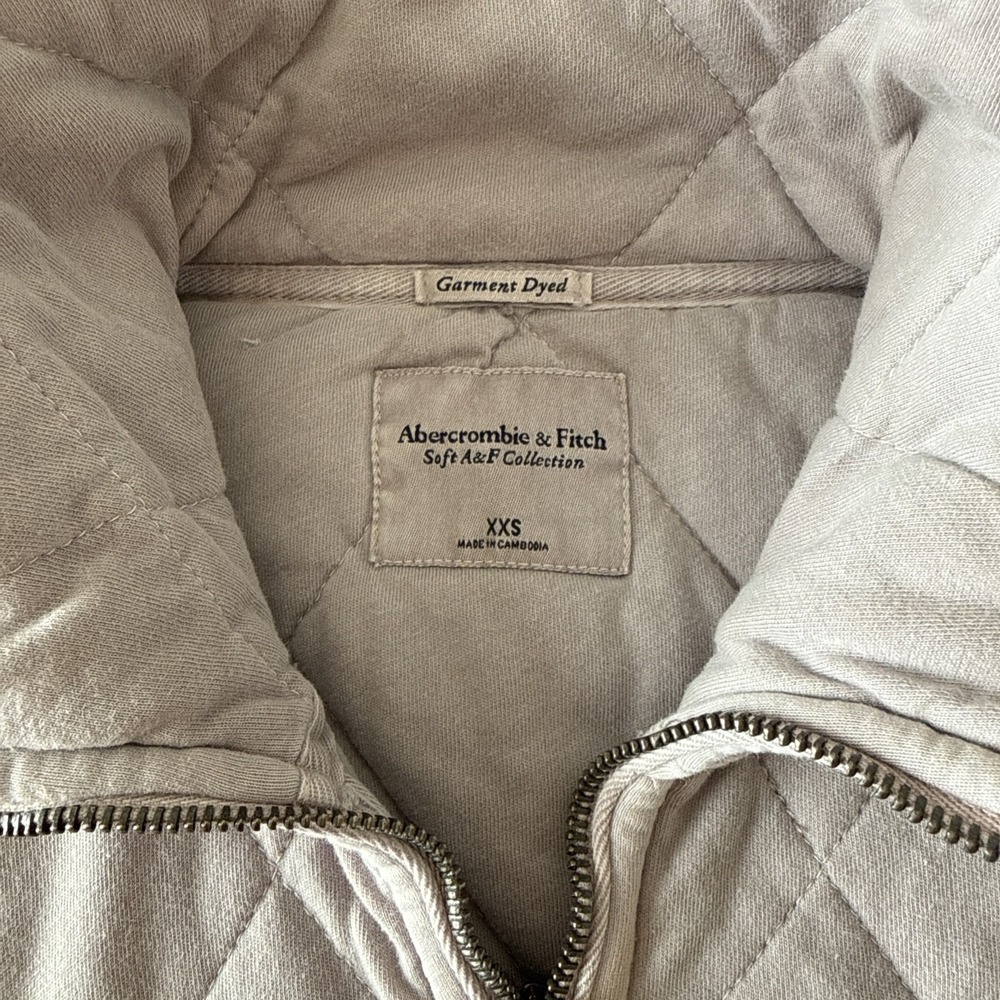 Abercrombie & Fitch Sweatshirt XXS Quilted Dusty Purple 1/4 Zip Pullover Crop - Picture 2 of 9